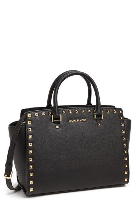 michael kors selma logo leather satchel|selma saffiano leather satchel.